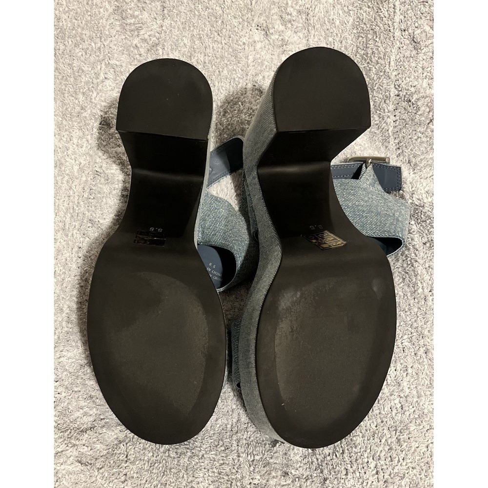 Jeffrey Campbell Moody Denim Platform  Ankle Strap Chunky Heel 8.5 Modern Shoes - Picture 6 of 8